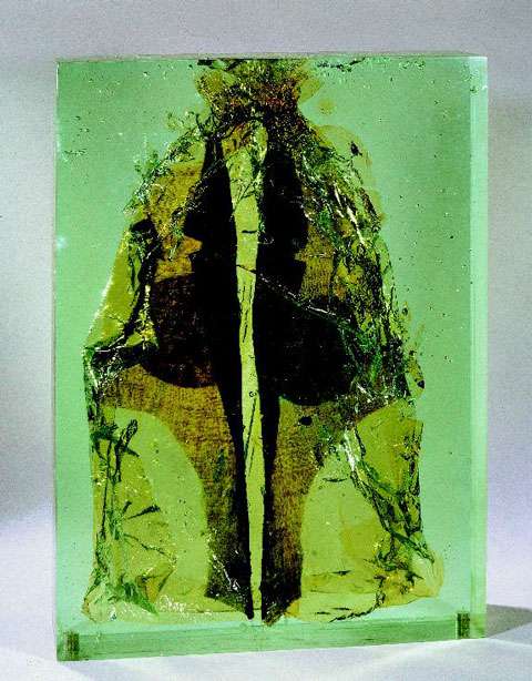 Zöld tömb (rózsabogár zugehörrel), plexitömb, 1969